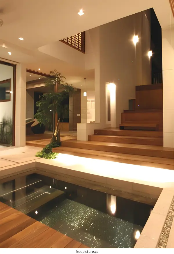 Modern Home with Pool and Steps Design