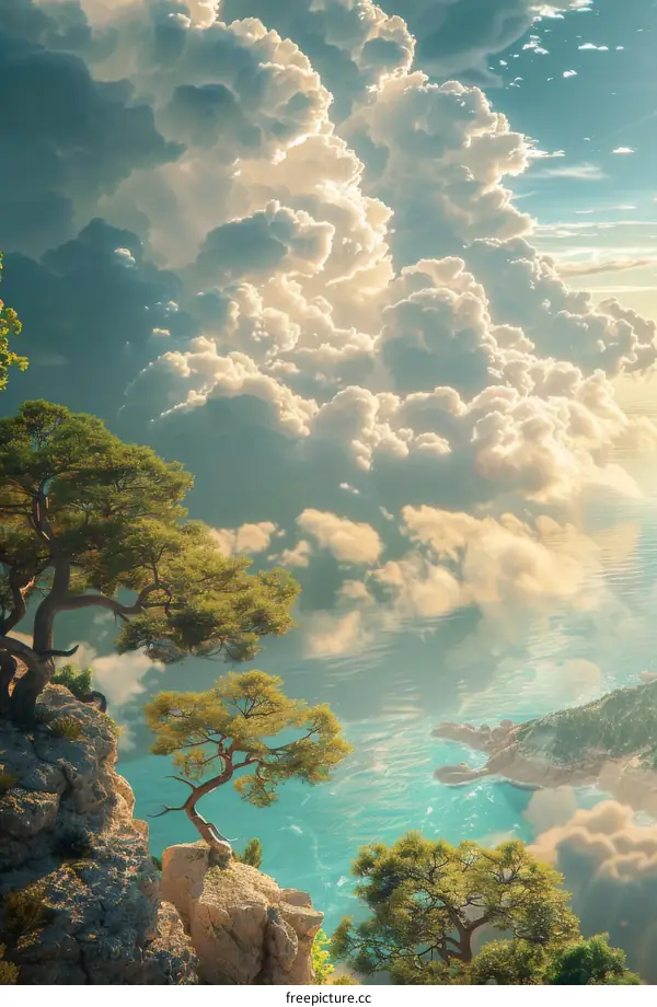 Tree Precariously Clings to Cliff Overlooking the Ocean