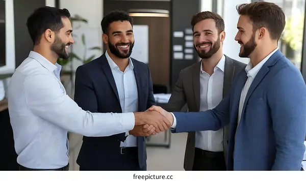 Businessmen Handshake in Modern Office