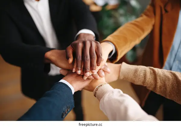 Diverse Team Hands Together in Unity