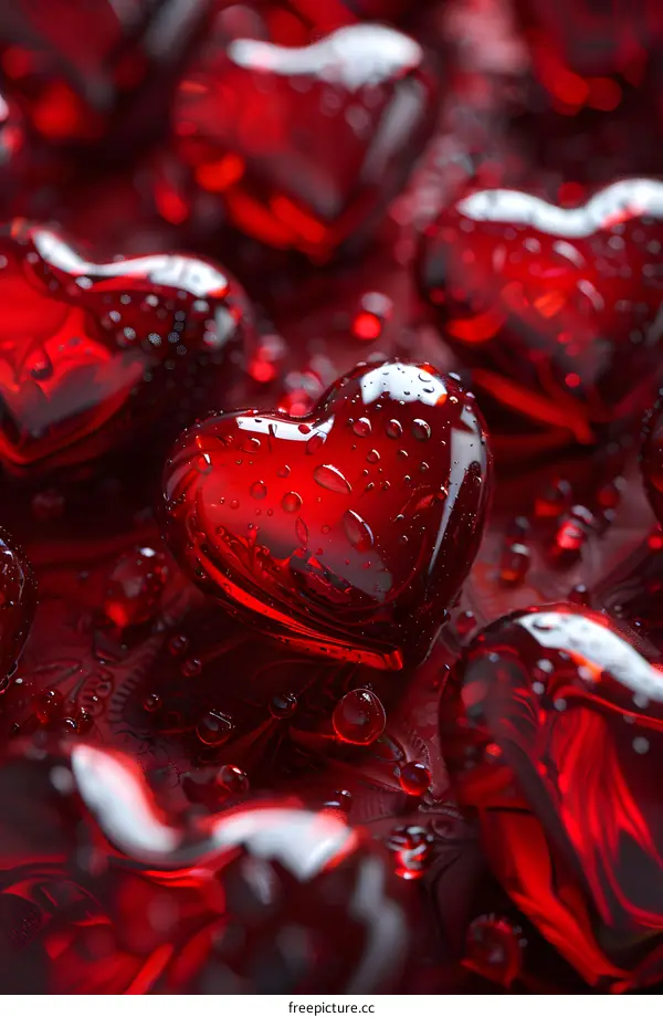 Red crystal hearts