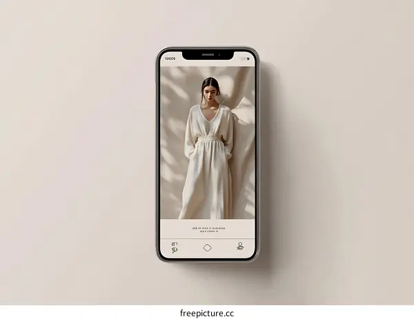 Woman in White Dress on Phone Screen