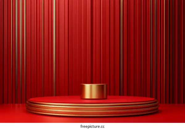 Red and Gold Product Display Stage