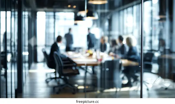 Blurred Business Meeting in Modern Office