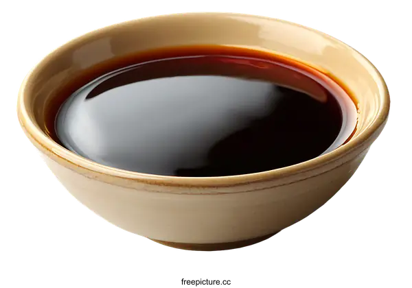 [Transparent Background PNG]Dark Soy Sauce in a Bowl