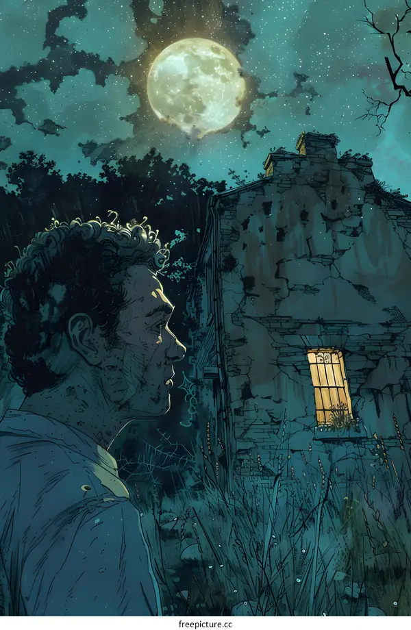 Man looking at a creepy house