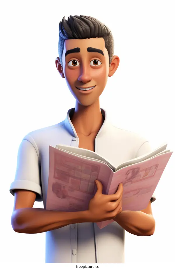 Young Man Reading a Magazine