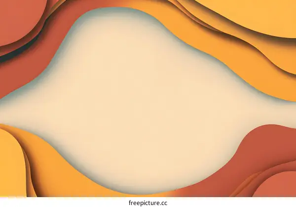 Abstract Paper Cut Background With Wavy Layers In Orange And Red