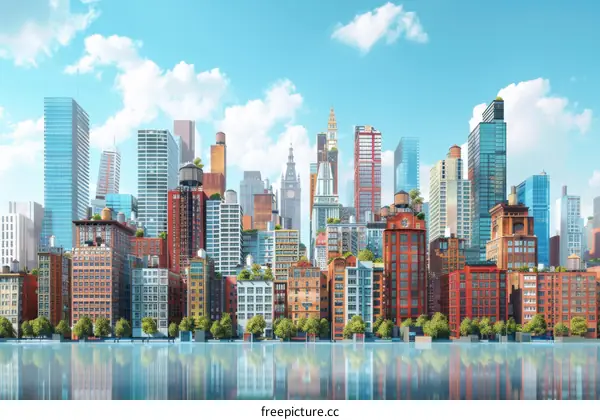 Cityscape Skyline View of Modern Buildings