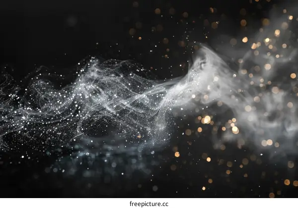 Glimmering smoke and gold particles