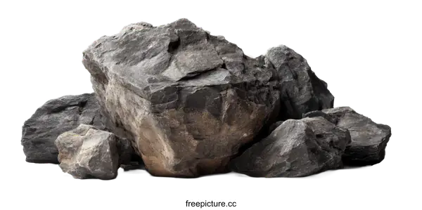 [Transparent Background PNG]Pile of Gray Rocks on White Background