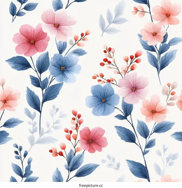 Delicate Floral Watercolor Seamless Pattern