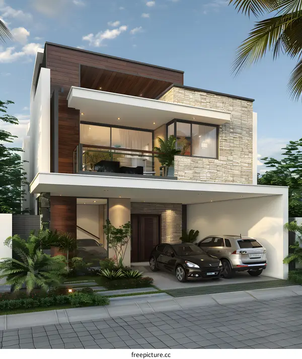 Modern House Design with Balcony and Garage