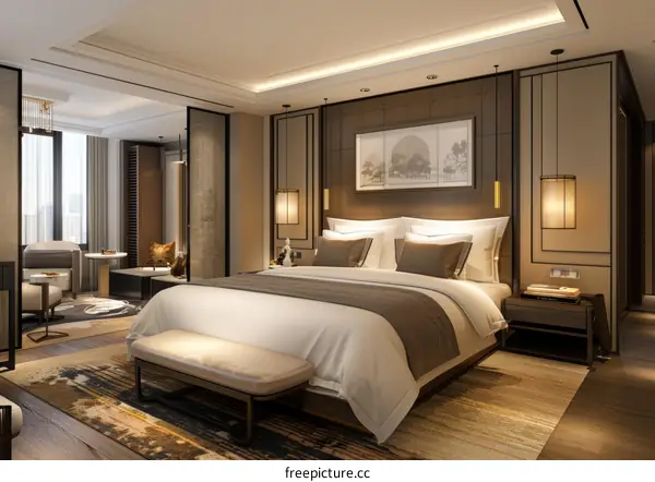 Luxury Hotel Bedroom Interior Design Illustration
