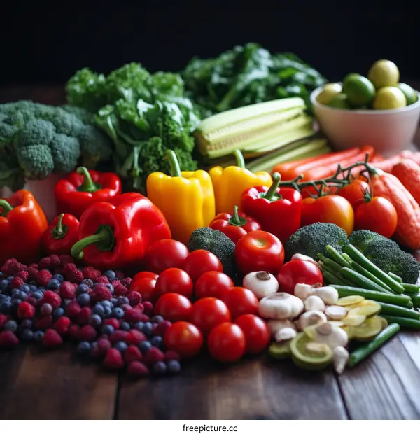 A variety of fresh vegetables and fruits