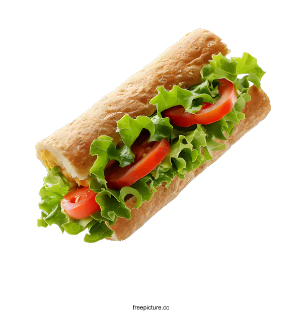 [Transparent Background PNG]Freshly Made Tomato and Lettuce Sub Sandwich
