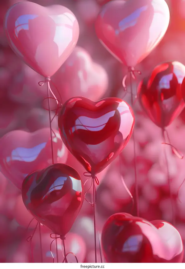 Pink heart-shaped balloons