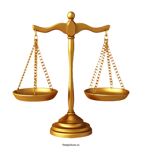 [Transparent Background PNG]Golden Balance Scale of Justice