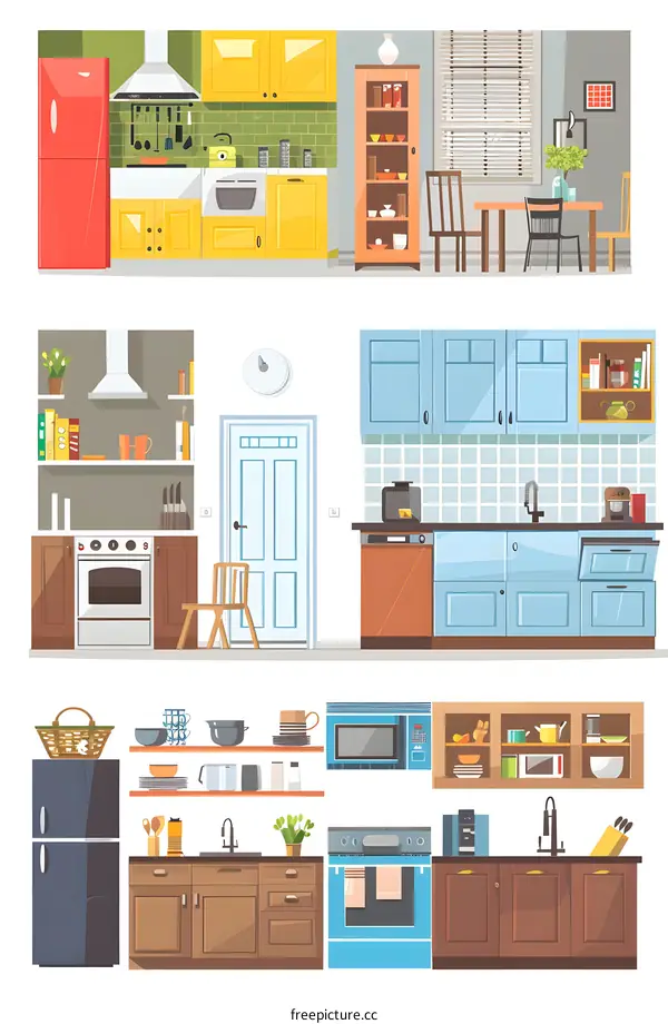 Modern Kitchen Interior Design Elements Illustration