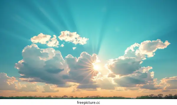 The sun shines through the clouds