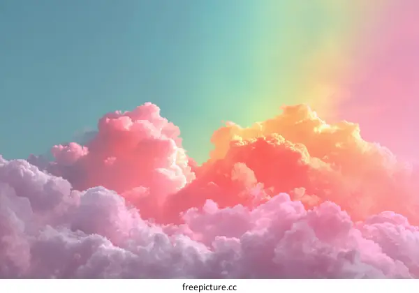 Pastel Dreamy Sky with Fluffy Clouds