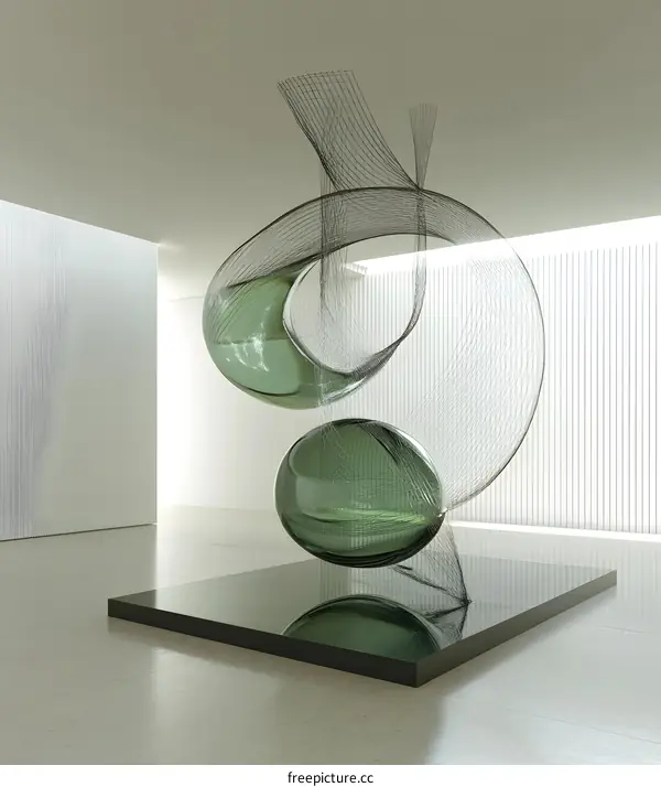 Abstract Glass Sculpture in Minimalist Interior