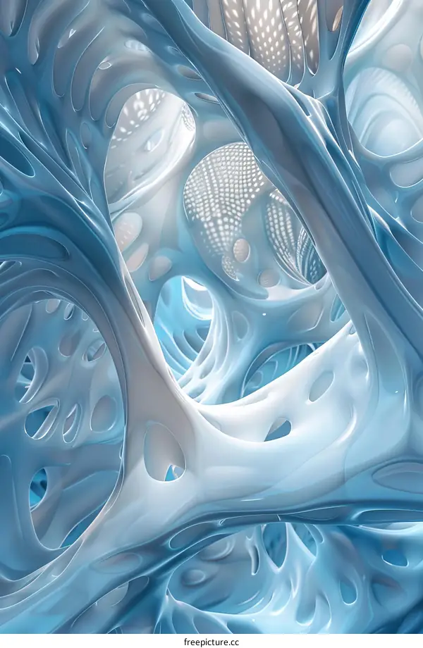 Abstract Organic Structure in Blue and White