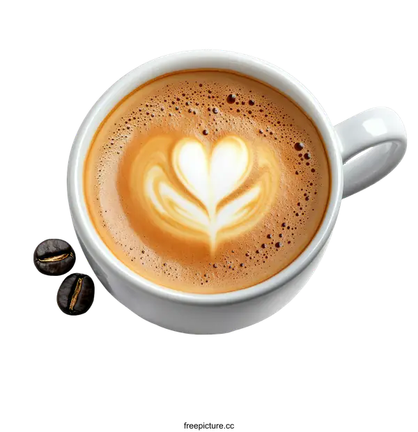 [Transparent Background PNG]Closeup Latte Art in White Mug