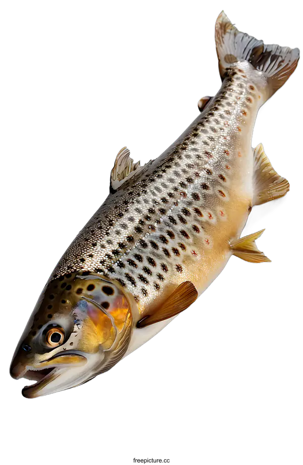 [Transparent Background PNG]Fresh Brown Trout on White Background