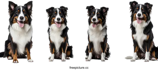 [Transparent Background PNG]Three Adorable Border Collie Portraits
