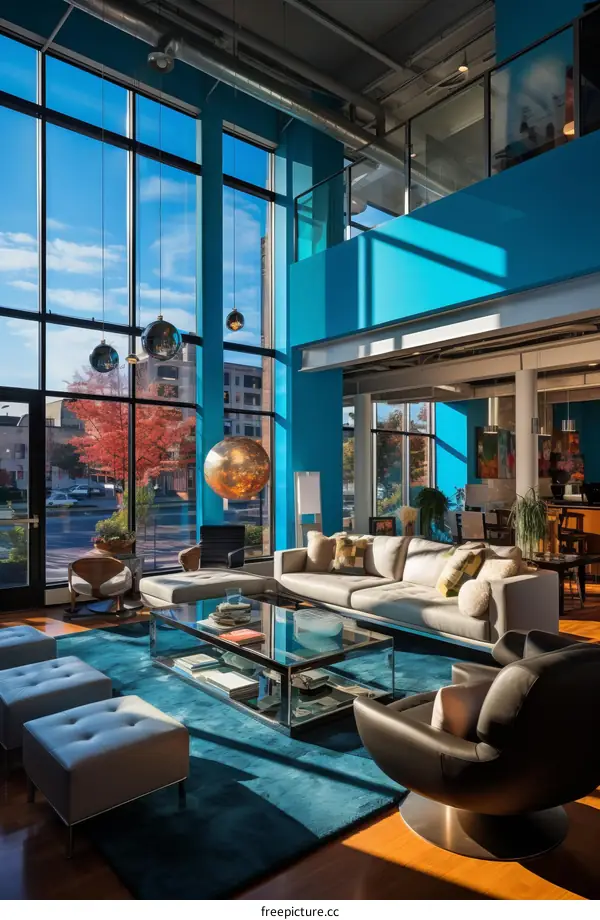 Stunning Blue Modern Living Room Interior Design