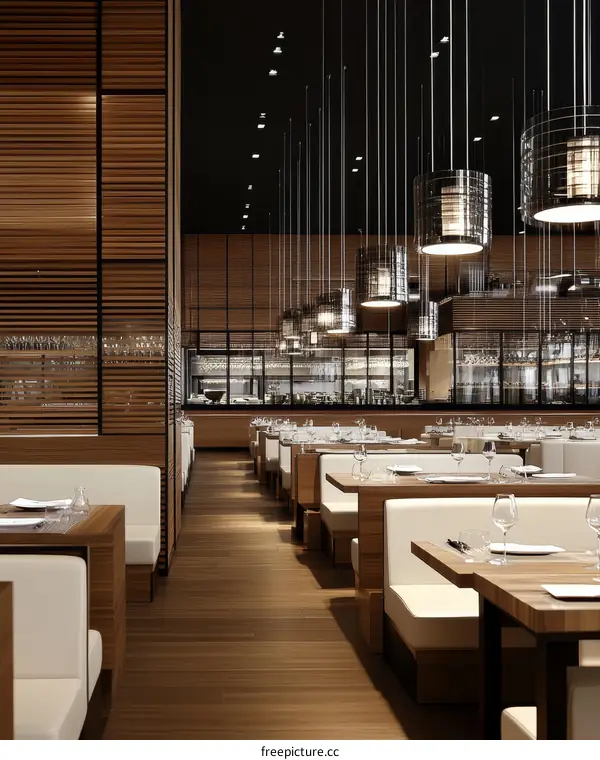 Modern Restaurant Interior Design with Wooden Accents