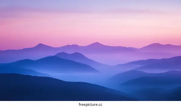 Silhouettes of Mountain Ranges at Sunset