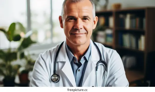 Portrait of a male doctor in a white coat