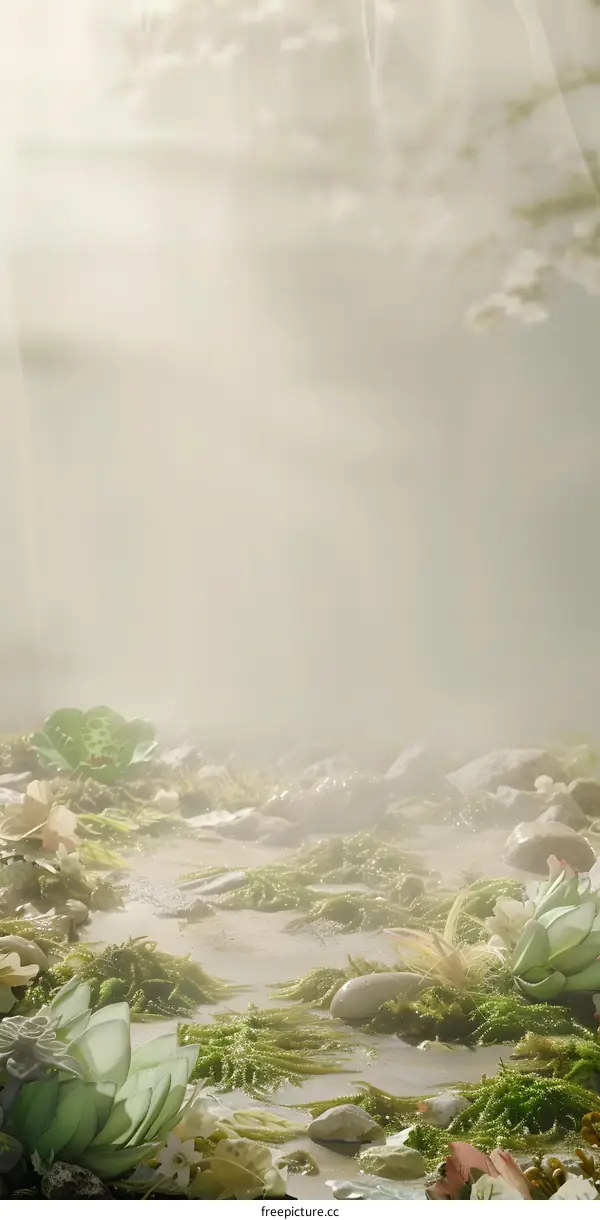 Magical Forest Background with Sunbeams