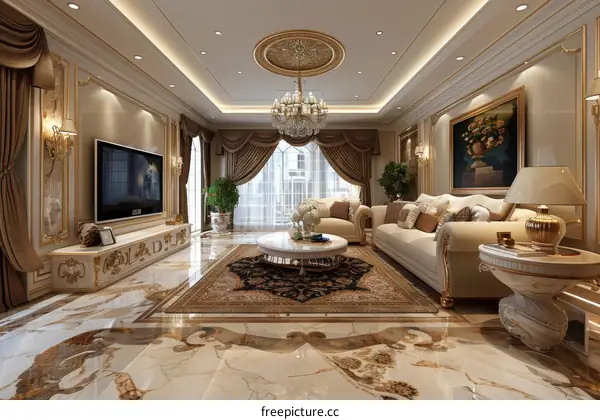 Luxury Living Room Design in a Mansion