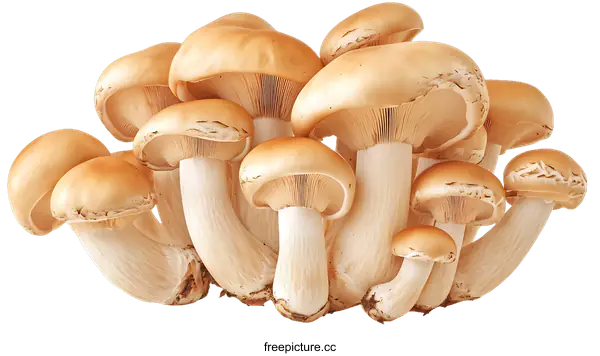 [Transparent Background PNG]Closeup Cluster of Golden Mushrooms