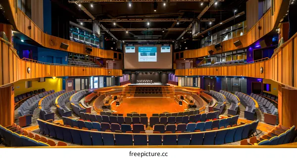 Empty Auditorium With Stage and Seats