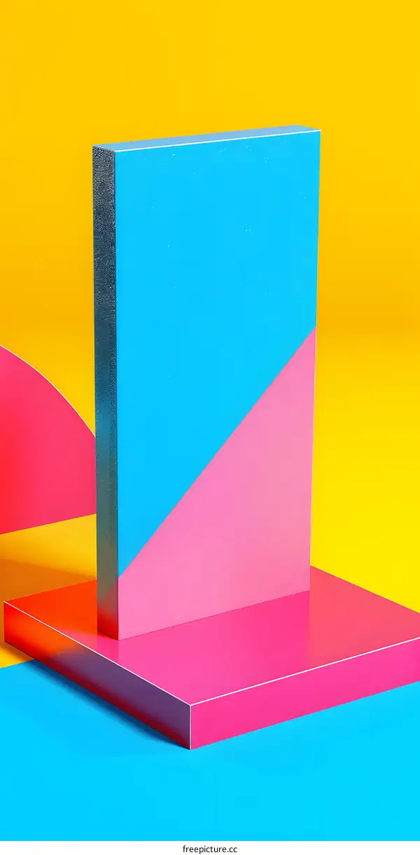 Abstract Geometric Shapes Background with Blue Pink and Yellow Colors