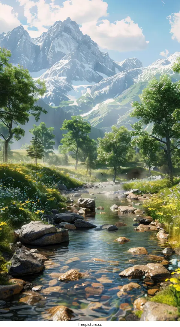Majestic Mountain Landscape with River