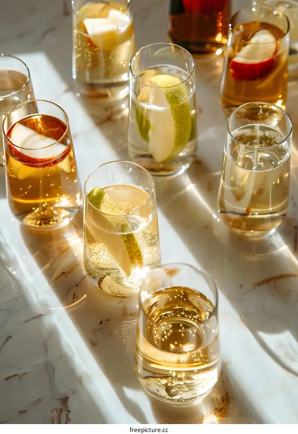 Sparkling Apple and Pear Cocktail Drinks
