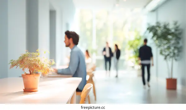 Modern Open Office Space with Plants