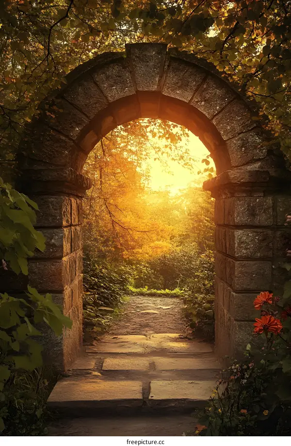 Stone Archway Leading to a Secret Garden