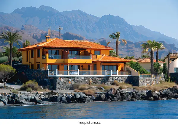 A beautiful house with a mountain and sea view