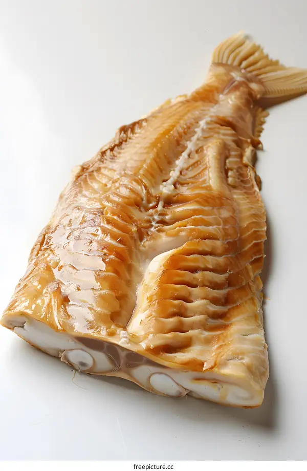 Smoked fish fillet on white background