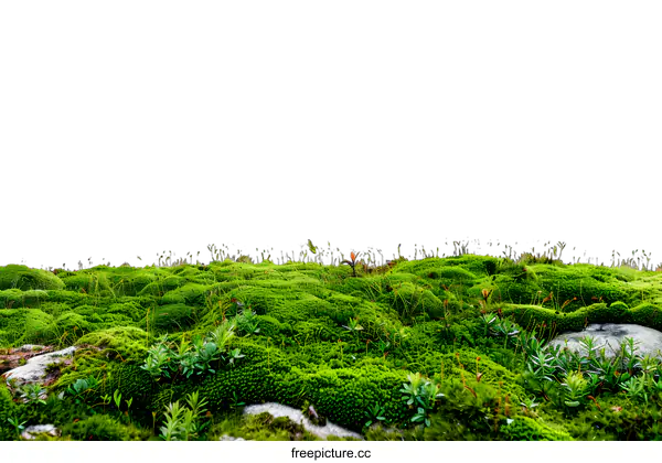 [Transparent Background PNG]Green Mossy Ground Against White Background