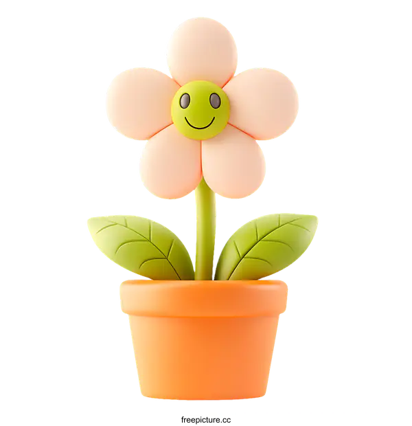 [Transparent Background PNG]Smiling Flower in a Pot Illustration