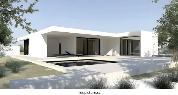 Modern Minimalist House with Pool and Landscape Design