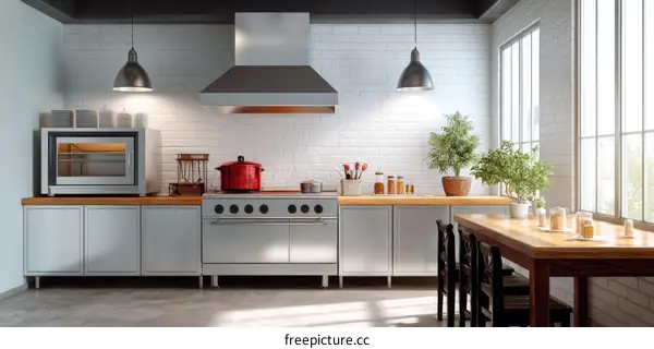 Modern Industrial Kitchen Interior Design Illustration