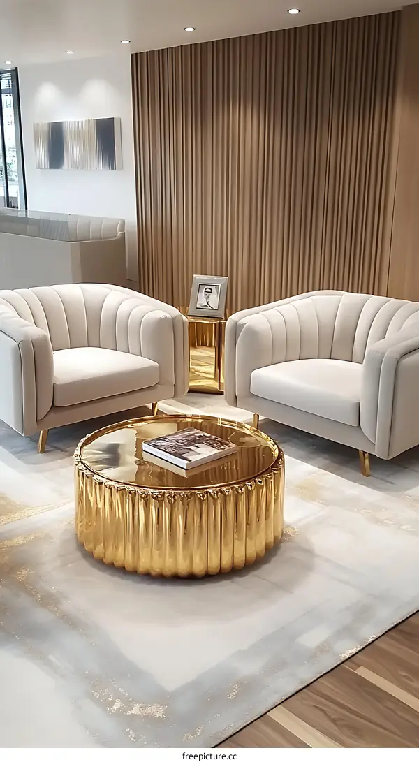 Modern Gold Coffee Table in a Stylish Living Room